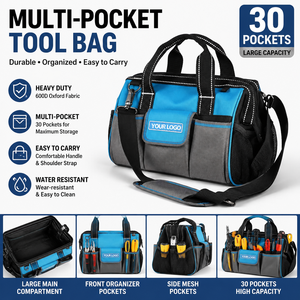 2026 Wholesale Customization 2 in 1 Universal Tool Storage Hardware Mechanic Optic Fiber Blue Tool Bag Diy Worker Bag - Product Image 1