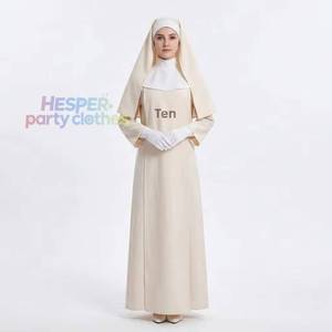 Disfraz de Monja Blanca HP para Halloween, Estilo Valak Espeluznante de The Conjuring, Incluye Collar con Cruz, Atuendo de Hermana - Product Image 1