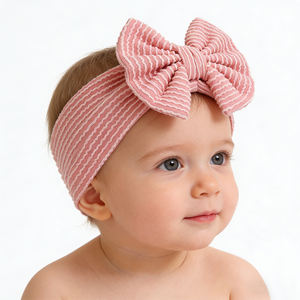 Diademas Elásticas de Nailon para Bebés, con Rayas, Suaves, de 15*7 cm, para Recién Nacidos, Accesorios para el Cabello, Venta al Por Mayor OEM - Product Image 1