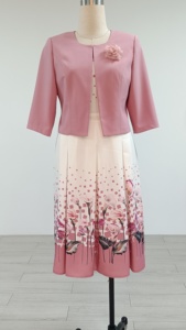 Elegante Vestido Rosa para Mujer, Talla Grande, Ropa Africana, Vestidos de Iglesia Turcos, Traje de Moda con Estampado Floral, Top y Falda - Product Image 4