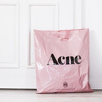 Sac d'emballage sécurisé découpé avec poignée de t-shirt en plastique rose bon marché pour une utilisation dans les supermarchés-Design «Merci»