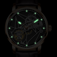 Montres mécaniques tourbillon transparentes et lumineuses en acier, design et production d'usine, pour la marque de l'invité