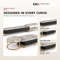 Ensemble de meuble TV extensible et table basse de style italien de luxe avec dessus en pierre frittée pour salon