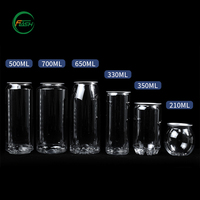 Bouteille de boisson en plastique transparente Flash Factory Price PET à ouverture facile 330ml 500ml 650ml avec couvercle SOT en aluminium pour eau gazeuse