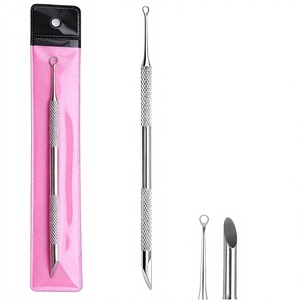 Juego de Herramientas de Manicura 2 en 1 de Acero Inoxidable, Doble Punta, Reutilizable, Duradero, Empujador de Cutículas, Raspador de Piel Muerta, Personalizado - Product Image 1