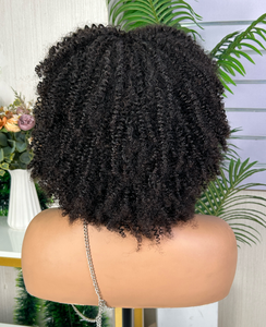 Afro Curly <b>Wig</b> Kinky Curl Style Burmese Hair Full Head Natural Black Color <b>Short</b> Bob Cut - Product Image 4