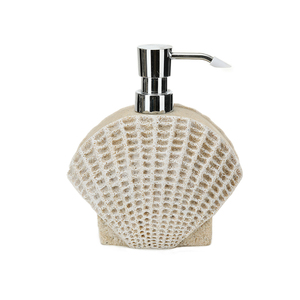 Custom Design Resin Lotion Dispenser Sand Style White Grid Shell Shape Refillable Shampoo Container Resin Hand Soap Dispenser