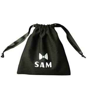 Bolsa de Embalaje Personalizada Negra 100% Lona con Cordón para Diademas - Product Image 3