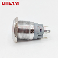 Interruptor de Botón Pulsador de Acero Inoxidable 1NO+1NC, Impermeable, Antipolvo, Momentáneo, de Cabeza Plana, 5A 250V, con Anillo LED para Control Básico