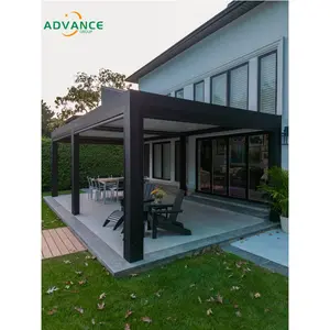 Remote Control bermotor kualitas tinggi Gazebo luar ruangan aluminium Pergola