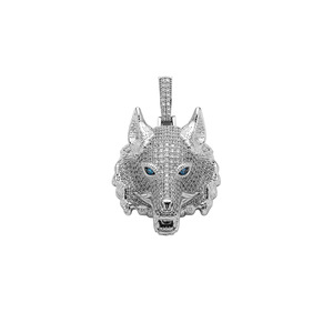 Colgante de circón con cabeza de lobo <span class=keywords><strong>en</strong></span> la espalda, joyería de oro de 14K para teléfono, estilo Hip Hop europeo y americano - Product Image 2