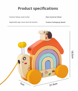 Cpc Ce <span class=keywords><strong>tracteur</strong></span> d'escargot en bois pour enfants couleur assortie bloc de construction cognitif amusant corde apprentissage marche jouet - Product Image 3