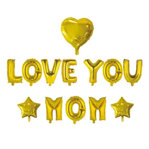 Фабрика, День матери, золотые шары, 14-дюймовые буквы, декоративные фольгированные шары, набор воздушных шаров «Я люблю тебя, мама»