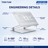 Dudukan Laptop Aluminium Alloy yang Dapat Disesuaikan, Ergonomis, Lipat, Penyangga Notebook, Tugas Berat, Produsen Grosir OEM ODM