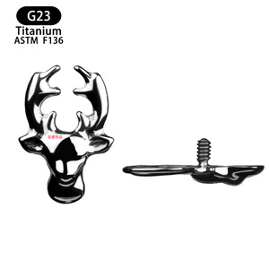 Piercing pour lèvre en titane en forme de tête de cerf F136, bijoux de piercing de qualité médicale, unisexe, à porter au quotidien - Product Image 5