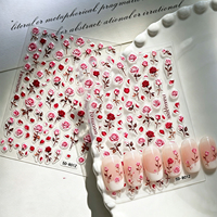 Autocollants pour ongles romantiques en relief 5D, fleurs de rose, pétales roses et rouges, autocollants décoratifs pour ongles, autocollants adhésifs pour la décoration des ongles, pour la manucure DIY