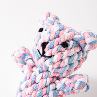 Jouet à mâcher pour chien en corde de coton avec nœud en forme d'ours et forme de canard pour le nettoyage des dents, vente en gros