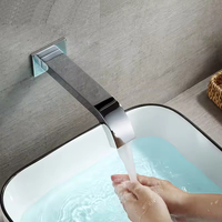 FEIDU Robinet à capteur électronique en laiton chromé moderne Robinet mural à économie d'eau pour bassin automatique infrarouge avec capteur
