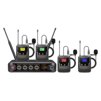 CHXYKOM Ensemble de microphones-casques sans fil à condensateur 4 canaux avec connecteur XLR, construction métallique pour église, scène et spectacle