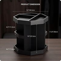 Organisateur de parfums rotatif en pin de 12 pouces pour hommes, support à 3 niveaux pour parfums, 9 compartiments, présentoir classique multifonctionnel pour bureau, salle de bain