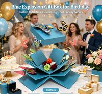 ELDGREON Boîte Cadeau Explosive en Carton Carré DIY Papillon Volant Faux Tête de Rose Surprise pour Anniversaire Fête des Mères Fête des Pères