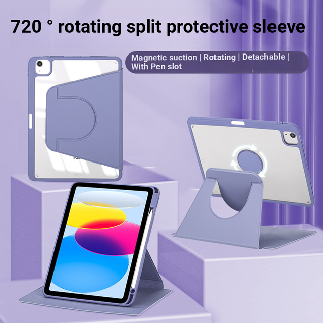 Magnetic Detachable iPad Protective Case for Pro 11 Pencil Slot 360 Rotating Leather Cover Acrylic Material FU Lin t Model