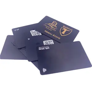 Gold hot stamping variable qr code UV print nfc card black matte black nfc card pvc