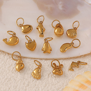 Pendentifs breloques animaux mignons en acier inoxydable plaqué or, bijoux unisexes, cadeau - Product Image 6
