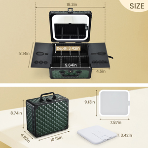 Portable <b>Makeup</b> Train <b>Case</b> with Lighted Mirror Travel <b>Makeup</b> Box Organizer Beauty Suitcase with Brush Holder Adjustable Dividers - Product Image 6