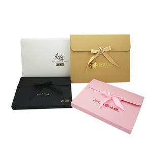 Confezione <span class=keywords><strong>regalo</strong></span> con logo in carta da stampa offset rosa personalizzata con busta per imballaggio con chiusura a nastro - Product Image 4