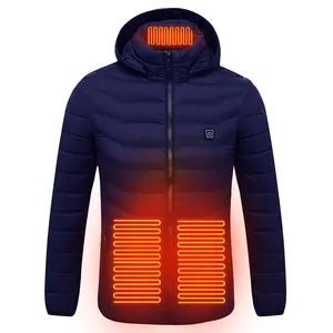 Custom Winter Quality Men's Electric USB Heating Down Hoodie Coat Warming Jackets Mens Battery Heated Puffer Jacket For Men