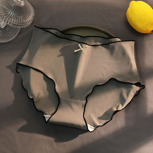 Yaz yüksek kaliteli düz renk beyaz siyah bayanlar buz ipek iç çamaşırı külot kadın kızlar için yay düğüm - Product Image 3