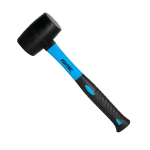 FIXTEC Rubber Hammer 8oz/16oz/24oz Hot Sale Heavy Duty Black Head Low Recoil Rubber Mallet
