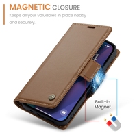 Étui portefeuille magnétique en cuir Caseme RFID pour iPhone 17 Air 16E 16 15 Pro Max 14 Plus 13 Mini 12 11 XR X XS 8 7 6 Plus avec rabat