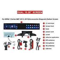 Accesorios para Automóviles, Pantalla Táctil Doble de 10.25 Pulgadas para BMW Serie 3/4 F30 F31 F32 F33 F34 F36, Radio, Carplay, Navegación
