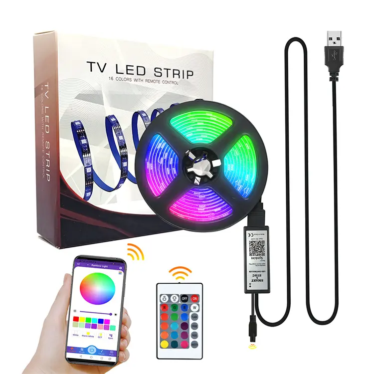 Hot Sell Rgb Led Strip Light With Remote Control Smart Multi Color Rgb Led Strip Lights For Tv Computer