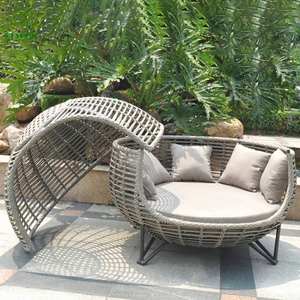 Fauteuil <span class=keywords><strong>suspendu</strong></span> d'extérieur de style moderne, canapé-lit, en rotin PE, coussins inclus, résistant aux UV, pour cour, parc, hôtel, salle à manger, villa - Product Image 4