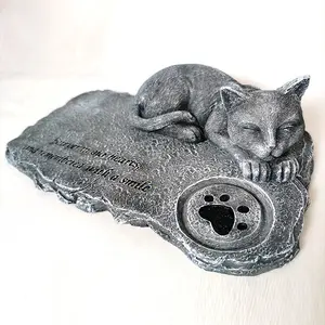 Üretici doğrudan satış reçine Pet mezar taşı hayvan pençe baskı resim bahçe köpek kedi anıt taşlar