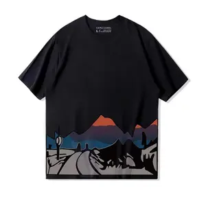 Fashion Rounded Hem Allover Ombre Cloud Printing Mens T Shirt