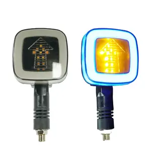 Motorcycle Modified Square Two-color Flow Steering Drl Turn Light 12v Indicators Lights
