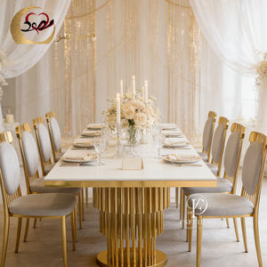 Wedding Furniture Gold Stainless Steel Rectangle Base <b>Table</b> for Party Events - Product Image 5