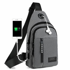 Водонепроницаемые мужские нагрудные сумки с usb-разъемом - Product Image 2