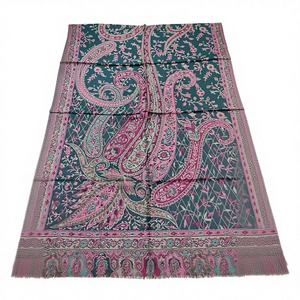 Écharpe longue en laine fine 100% Jamavar Jacquard à motif de feuilles, élégante, douce, chaude, fabriquée à la main, qualité supérieure, classique, luxueuse, pour l'hiver - Product Image 1