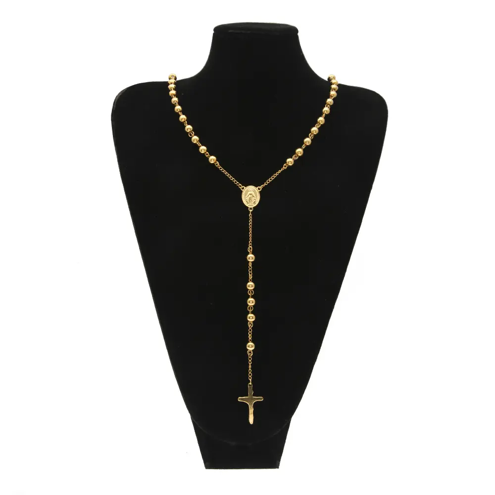 New Design Jewelry 3mm 4mm 6mm 8mm Beads Religion Fashion 18k Gold Stainless Steel Rosary Chain