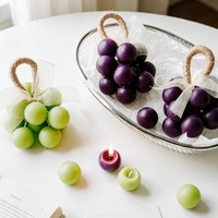 Bougie parfumée fantaisie en forme de grappe de raisin, violette et verte, avec nœud en organza et corde de jute, pour la décoration intérieure moderne