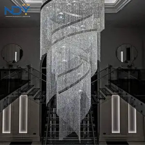Modern Style Luxury Custom Indoor Decoration Large Project Hotel Lobby Villa Staircase Crystal Chandelier Lighting