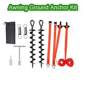 Kit Ancoraggio per Tenda con Molle Ammortizzanti, Viti a Spirale Robuste con Cinghie Regolabili per Tende da Campeggio e Verande - Product Image 1