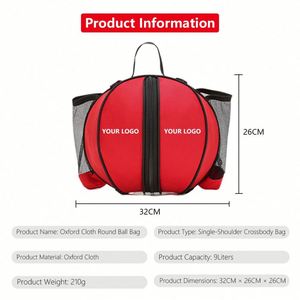 Sac à dos de sport en polyester Oxford, fermeture éclair durable, sac de voyage portable et imperméable pour le basketball et le football - Product Image 2