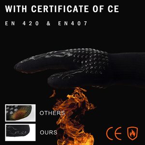 Heat Resistant Dotted BBQ Oven Gloves Flame Retardant Aramid Deyan Fiber with <b>Silicone</b> Printed Cotton Lining - Product Image 2