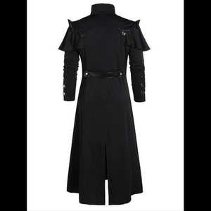 Costumes de Cosplay de dessin animé médiéval BAIGE vêtements pour hommes, veste longue noire Vintage gothique Steampunk Trench <span class=keywords><strong>Noble</strong></span> Knight - Product Image 3